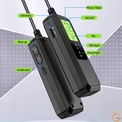 Эндоскоп для смартфона WiFi беспроводной 2 камеры INSKAM 2NW- W600, 2x2Мп, жёсткий кабель 1м, объектив 8мм