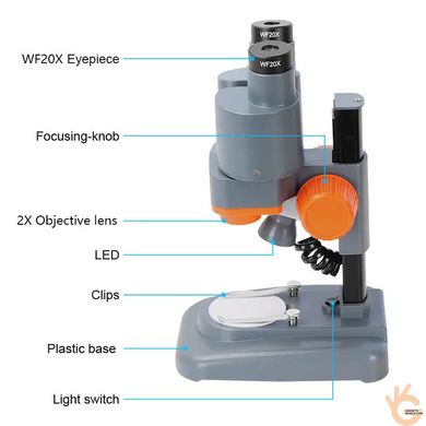 Микроскоп бинокулярный оптический для пайки 20/40х с подсветкой и набором аксессуаров AOMEKIE A20/40 Новинка!