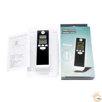 Алкотестер алкометр персональный портативный для водителей Greenwon PFT-661S, LCD экран, часы, термометр