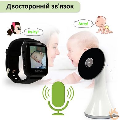 Відеоняня бездротовий наручний годинник Baby Monitor VB606, зворотний зв'язок, 1.5" дисплей, датчик t °С, VOX
