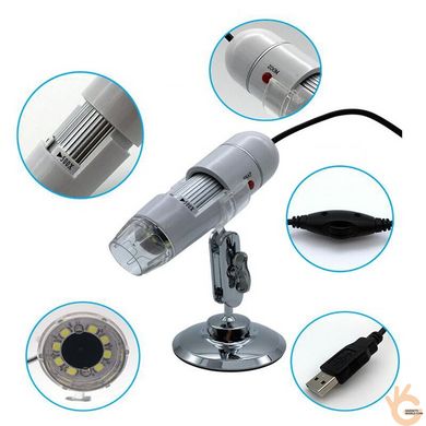 USB микроскоп электронный цифровой с увеличением 200 x FUERS DM-200, 1.3 Мп, подсветка 8 LED