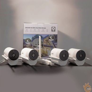 Комплект відеоспостереження бездротовий на 4 камери QIDA WIFI XVV420, 200 метрів, 2Мп 1080P, приймач WiFi RJ45