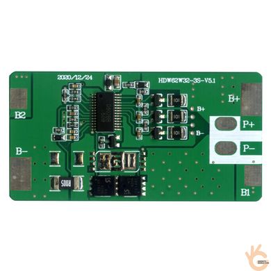 Контролер BMS плата захисту заряд-розряду LiIon акумуляторів 3S 3A з балансуванням NNAT-HDW62W32-3S-V5.1