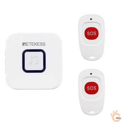 Бездротова система виклику медперсоналу з 2-ма кнопками RETEKESS TH101-2 до 150 метрів, біла