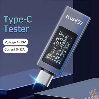 Энергометр Type-C  USB доктор 4 - 30В 12А KKMOON Kowsi KWS-2301, t°, амперметр, вольтметр, ваттметр, таймер