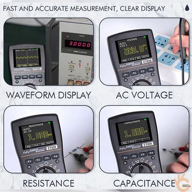 Мультиметр с осцилографом автоматический JUNTEK ET828, 2.5Msps, LCD 240x320, щупы и чехол в комплекте Новинка!