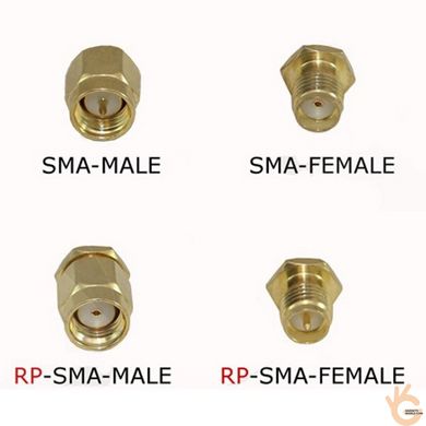 SMA переходник Unitoptek RP SMA-2, SMA female (jack) – RP-SMA female (jack) со штырьком с одной стороны