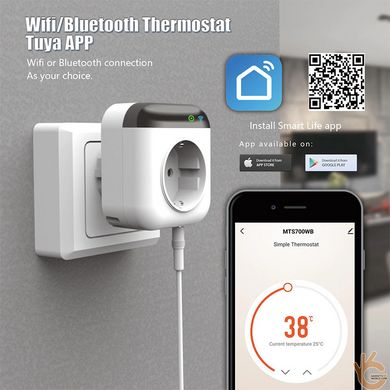 Термостат розетка WiFi ThermoPro 700WB, виносний датчик температури, віддалений контроль APP Tuya Smart