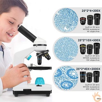 Микроскоп биологический для школ и кабинетов биологии Chanseon CH2000 + полный комплект аксессуаров