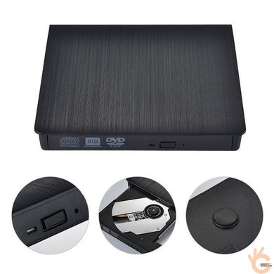 Зовнішній DVD привід USB 3.0 DVD ± R / RW iScan 08D2S-U DVD Black External, портативний з живленням від USB