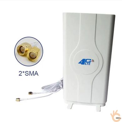 Планарная патч антенна 4G MIMO, SMA-F разъёмы, 5м кабели, 1700-2700МГц 8дБ WavLink SMA-F 8dB/4G + подставка