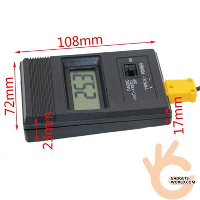 Цифровой термометр с термопарой К-типа Thermo TM-902C, диапазон от -50°C до +1300°C