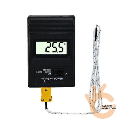 Цифровой термометр с термопарой К-типа Thermo TM-902C, диапазон от -50°C до +1300°C