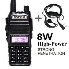 Рація Baofeng UV-82 8W посилена PRO серія VHF/UHF, ліхтар, кнопка 2xPTT, гарнітура, дальність 10км, ОРИГІНАЛ