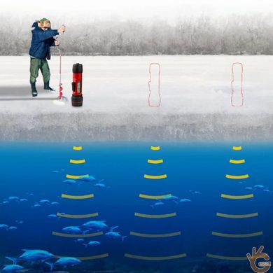 Ехолот ручний глибинний до 90м для зимової риболовлі Erchang F12. Робота крізь лід і дно човна, датчик t°, LED
