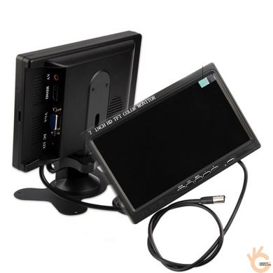 Монитор HDMI, VGA, AV для камеры заднего вида в машину 7” Podofo K0106, 1024х600, AV х 2, 12 В