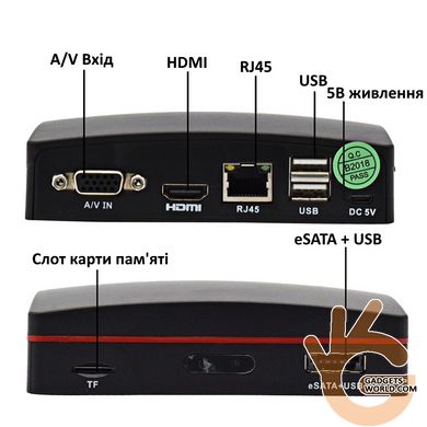 Видеорегистратор NVR на 8 IP камер с записью на SD, eSATA, H265, облако, Pegatan V200-8, IP до 4 Мп, App XMEYE