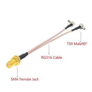 МИМО сплиттер антенный Unitoptek mimo splitter SMA F to 2xTS9 длиной 15см, для подключения 4G роутеров