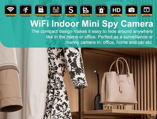 WiFi панорамна відеокамера 1080P з виносним об'єктивом Boblov MD88 детектор руху, вбудований АКБ 2000мАг