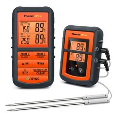 Термометр бездротовий професійний, 2 щупи, ThermoPro TP-08C, 0~+300°C, до 150м, таймер, сигнал, 2х LCD