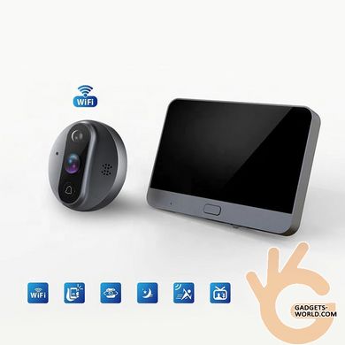 Видеоглазок WiFi дверной с экраном 4.3" Xiaomi KR4W PIR детектор, подсветка, видео запись APP TUYA + подарок!