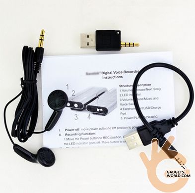 Міні диктофон з активацією голосом Sawetek 600, 8 Гб, MP3, VOX, метал, 50 годин запису
