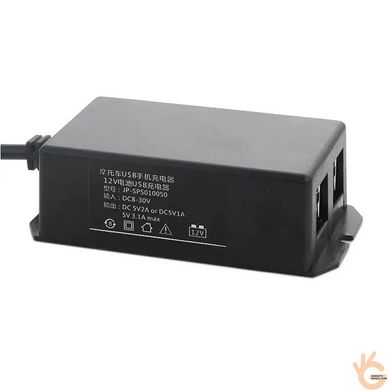 Зарядний пристрій від автомобільного акумулятора 12/24В, 5В 3А, 4 USB порти PUJIMAX USB 4X