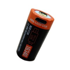 Аккумулятор батарея CR123A типоразмера 16340 c USB зарядкой 3.7В 650мАч PALO NRB-L650-USB