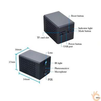 Мини WiFi камера 1080P с датчиком движения ZTour W12, ИК подсветка, SD до 128Гб, режим ожидания до 180 дней