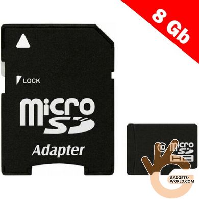 Мікро SD карта пам'яті 8 Гб 10 класу, microSD 8 Gb Class 10