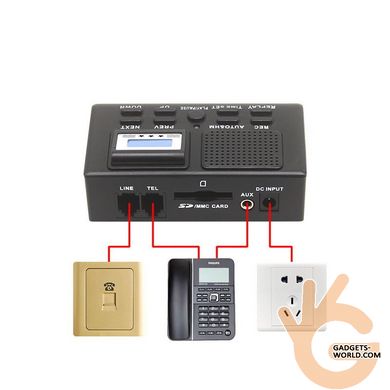Система запису і прослуховування телефонних розмов Transonic T5U1SD, диктофон-плеєр з LCD екраном