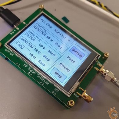 Генератор ВЧ сигналов JUNTEK JDS4G цифровой DDS 35 - 4400 МГц, сенсорный LCD, чип ADF4351, модуль PCB