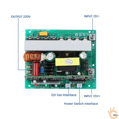 Инвертор для котла 12/220В 800Вт, чистый синус, модуль для самостоятельной сборки в корпус WITRN PCB-800W