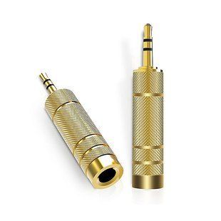 Аудио переходник Jack 3.5 - Jack 6.3 мм 3 pin для микрофона, наушников позолоченный Protech RJ3563