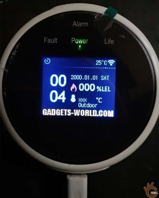 Датчик утечки природного газа Konlen CM-300 WiFi, App TUYA , показ на LCD + сирена и оповещение на смартфон