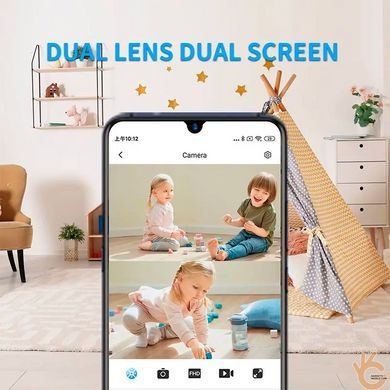 Камера WiFi 2 матрицы KONLEN Z5Sx2 с гибкими 20см шлейфами, встроенным АКБ, APP HomeEye, память до 256 Гб