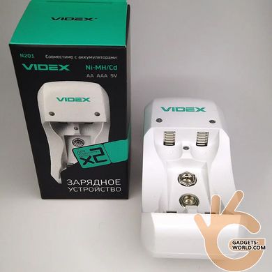 Зарядное устройство Videx N201plus NiMН, NiCd АКБ типа АА, ААА, 6F22, ток до 200мА, независимая зарядка банок!