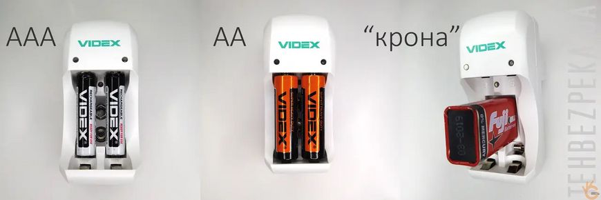 Зарядний пристрій Videx N201plus NiMН, NiCd АКБ типу АА, ААА, 6F22, струм до 200мА, незалежна зарядка банок!