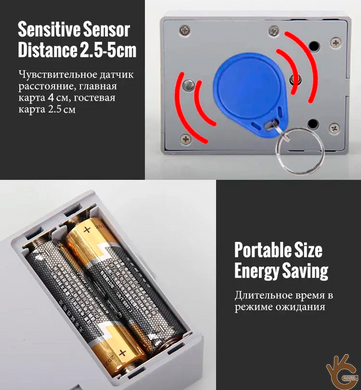 Электронный скрытый RFID замок белого цвета KINGNEED ST03W с 3 RFID ключами и картой для шкафов и мебели