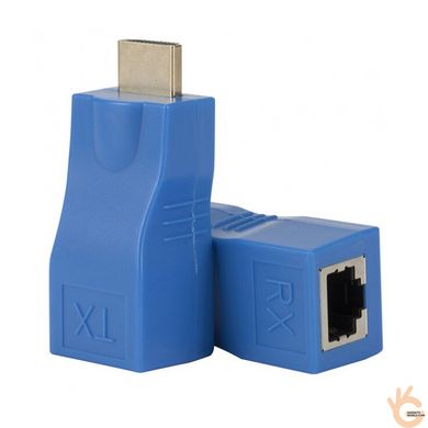 Удлинитель HDMI 1.4 4K/1080P по одной витой паре UTP RJ45 до 10/30м KENVS HJ4K комплект передатчик и приёмник