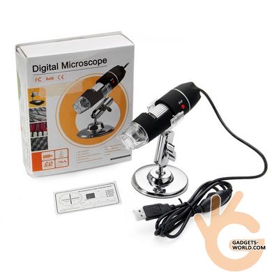 USB мікроскоп електронний цифровий зі збільшенням 1600 x FUERS DM-1600, 2 Мп, підсвічування 8 LED