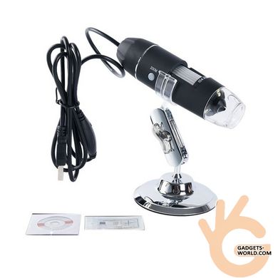 USB микроскоп электронный цифровой с увеличением 1600 x FUERS DM-1600, 2 Мп, подсветка 8 LED