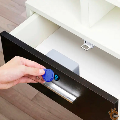 Електронний прихований RFID замок сірого кольору KINGNEED ST03W з 3 RFID ключами та картою для шаф та меблів