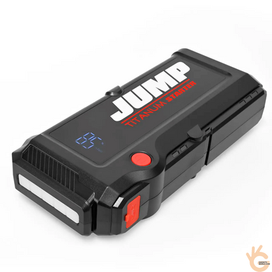Пусковое устройство для авто TITANUM JS019 2000А, бензин 6 л, дизель 3 л, Power Bank 10000 мАч, LED-фонарь SOS
