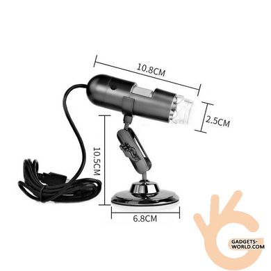 USB микроскоп электронный цифровой с увеличением 400 x FUERS DM-400, 2 Мп, подсветка 8 LED