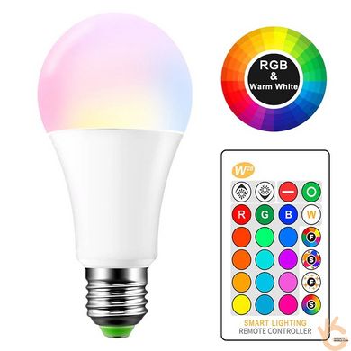 Светодиодная RGB LED лампа BauTech Е27 6 Вт (электрических), 16 цветов + белый, пульт ДУ