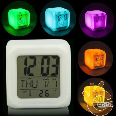 Настольные часы хамелеон Куб KKMOON Color Change с 7-ми цветной подсветкой