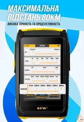 Тестер оптоволокна OTDR OFW FWT-100 APC PRO, 1550нм 20дБ 80км рефлектометр VFL OPM + IFCD + перехідник UPC-APC