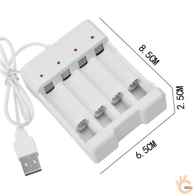Зарядний пристрій USB KKMOON CH4M для NiMh NiCd акумуляторів АА, ААА, ток 150мА, незалежна зарядка банок