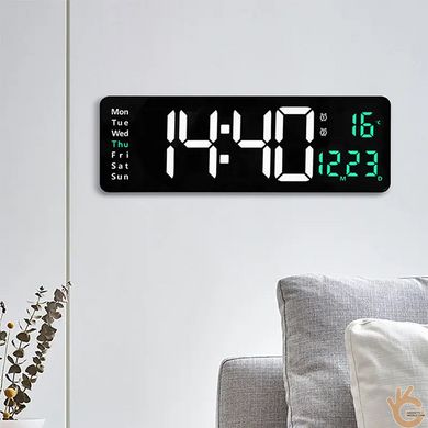 Настінний електро годинник з великими цифрами, термометр, календар, секундомір, таймер, пульт Xiaomi MiClock